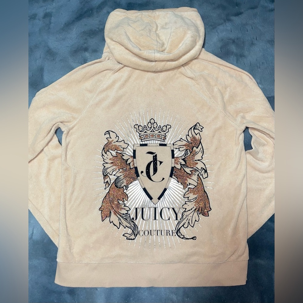 VTG Y2K Juicy Couture Terry Cloth Zip Up Hoodie Tracksuit Sweat Jacket - Size L